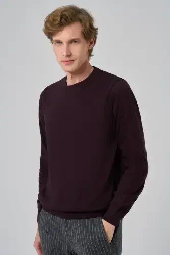 Modazone Men's Purple Basic Crew Neck Dynamic Fit Comfort Fit Knitted Sweater 