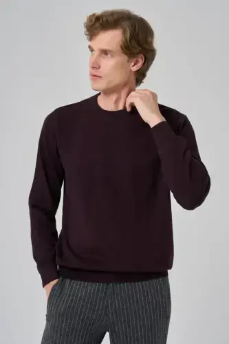 Modazone Men's Purple Basic Crew Neck Dynamic Fit Comfort Fit Knitted Sweater - MORVEN (1)
