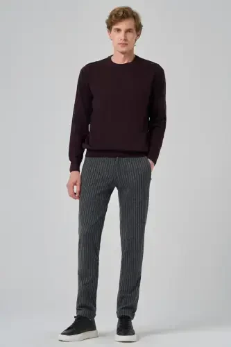 Modazone Men's Purple Basic Crew Neck Dynamic Fit Comfort Fit Knitted Sweater - 4