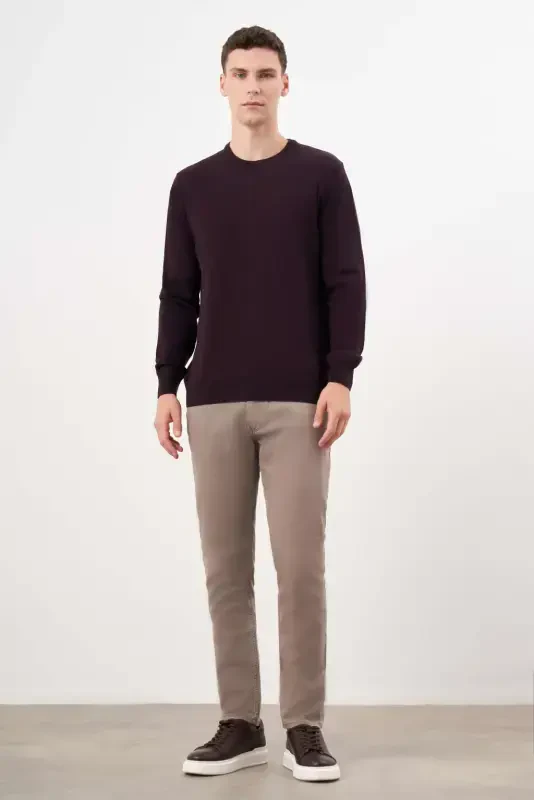 Modazone Men's Purple Basic Crew Neck Dynamic Fit Relaxed Fit Knitwear - 4