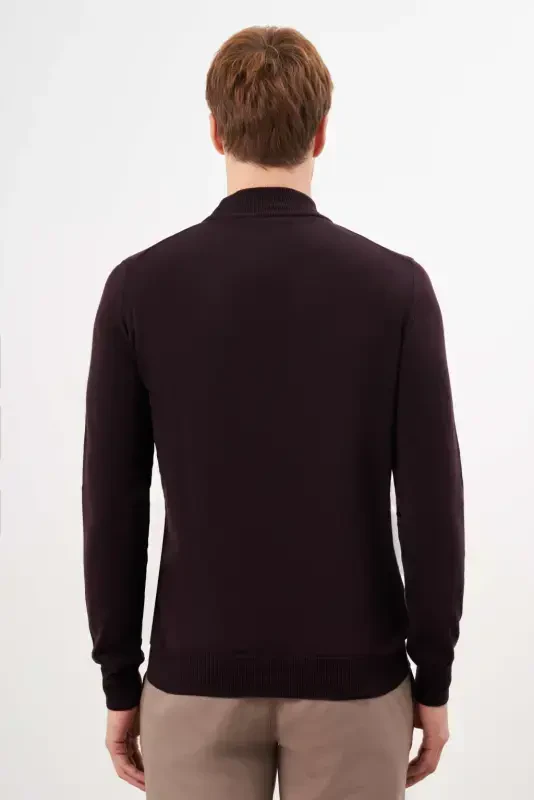 Modazone Men's Purple Basic Half Turtleneck Dynamic Fit Comfort Fit Knitwear - 5