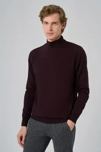 Modazone Men's Purple Basic Half Turtleneck Dynamic Fit Comfort Fit Knitwear 