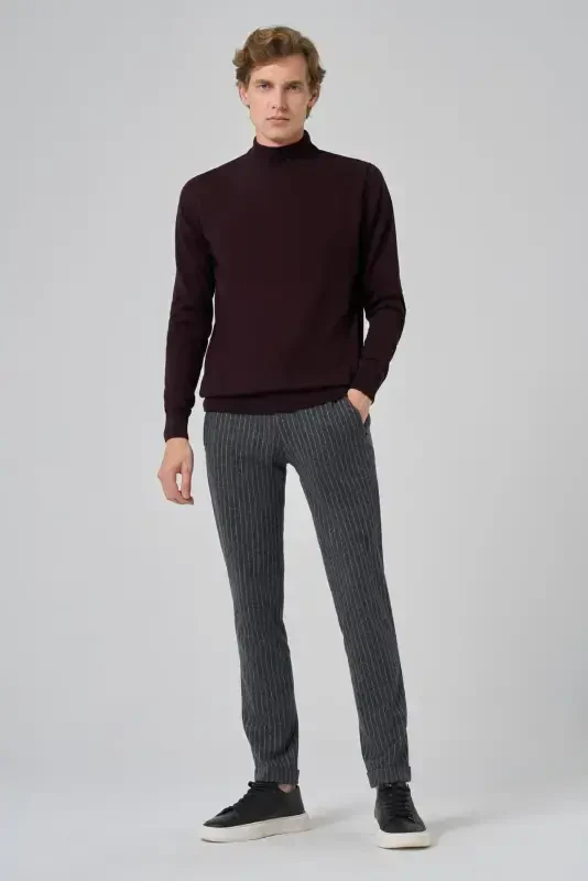 Modazone Men's Purple Basic Half Turtleneck Dynamic Fit Comfort Fit Knitwear - 2