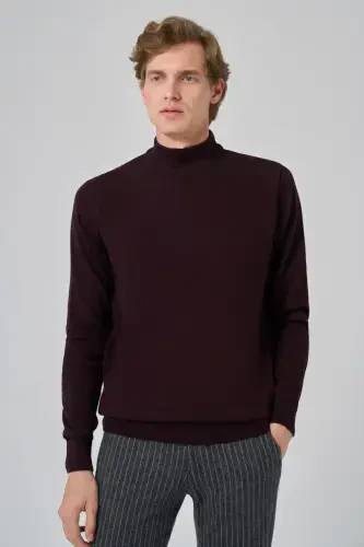 Modazone Men's Purple Basic Half Turtleneck Dynamic Fit Comfort Fit Knitwear - 3