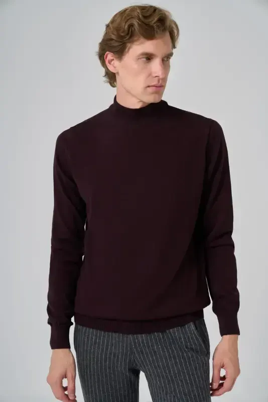Modazone Men's Purple Basic Half Turtleneck Dynamic Fit Comfort Fit Knitwear - 4