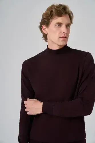 Modazone Men's Purple Basic Half Turtleneck Dynamic Fit Comfort Fit Knitwear - 5