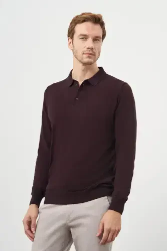 Modazone Men's Purple Basic Polo Collar Dynamic Fit Relaxed Fit Knitted - MORVEN (1)