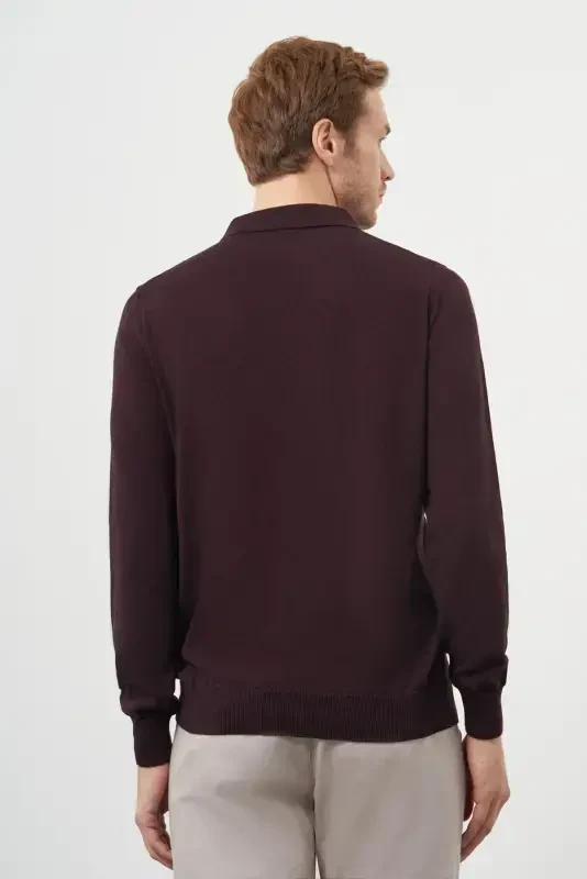 Modazone Men's Purple Basic Polo Collar Dynamic Fit Relaxed Fit Knitted - 5