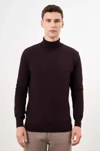 Modazone Men's Purple Basic Turtleneck Dynamic Fit Relaxed Fit Knitwear 