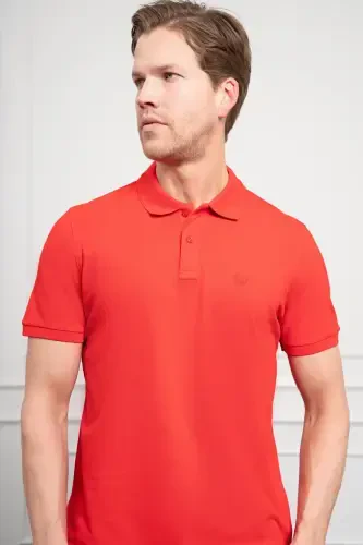 Modazone Men's Red Basic Polo Collar Dynamic Fit T-Shirt - 5
