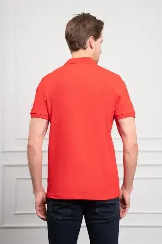 Modazone Men's Red Basic Polo Collar Dynamic Fit T-Shirt - 6