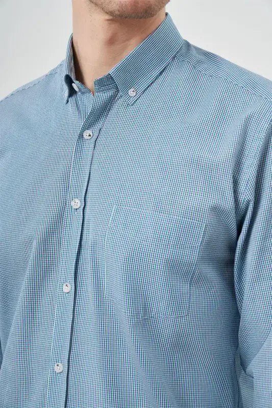 Modazone Men's Red Cotton Plaid Button-Down Collar Regular Fit Shirt - 3