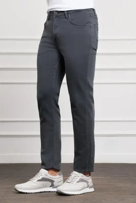 Modazone Men's Smoked Gray Seasonal Cotton 5 Pocket Dynamic Fit Jean Pants - 3