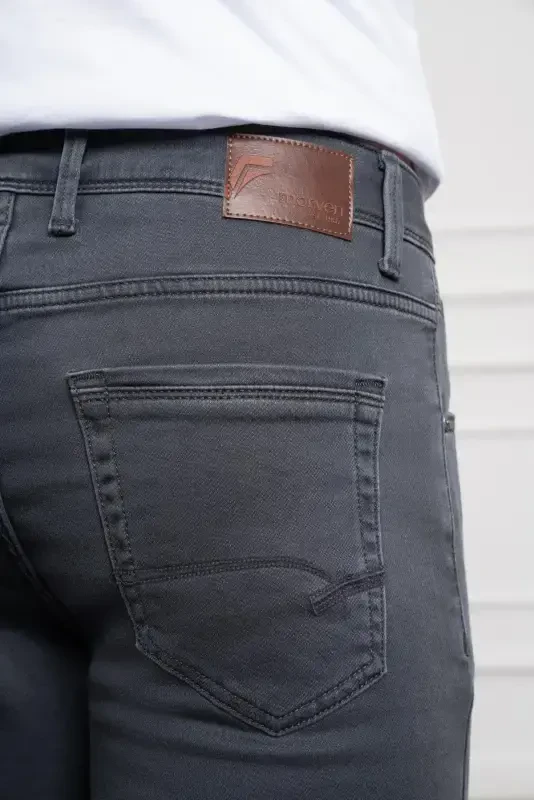 Modazone Men's Smoked Gray Seasonal Cotton 5 Pocket Dynamic Fit Jean Pants - 5