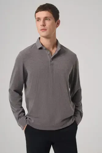 Modazone Men's Smoked Trend Buttoned Polo Collar Sweatshirt - 2