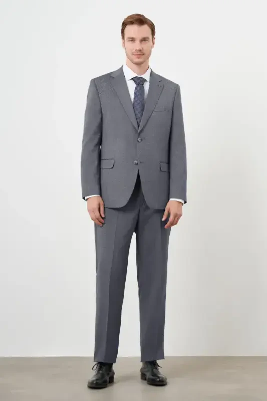 Modazone Men's Smokey Polyviscose Trend Patterned Dynamic Fit Mono Collar Suit - MORVEN