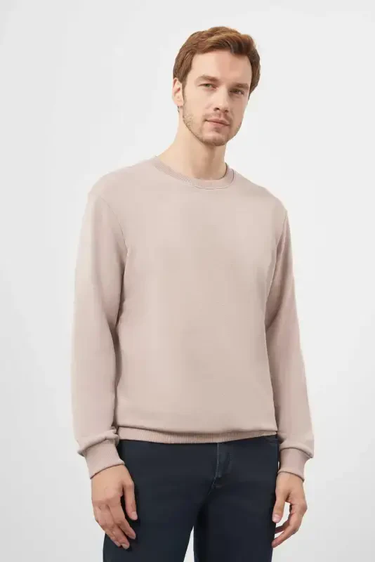 Modazone Men's Stone Basic Crew Neck Sweatshirt - 2