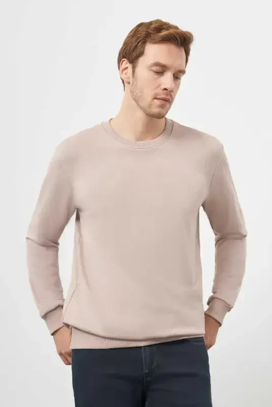 Modazone Men's Stone Basic Crew Neck Sweatshirt - 3