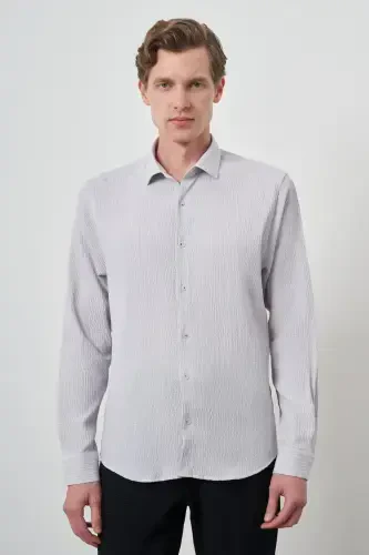 Modazone Men's Stone Gauze Trendy Patterned Dynamic Fit Italian Collar Shirt 