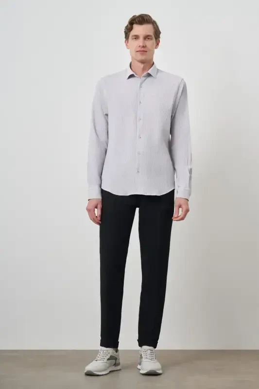 Modazone Men's Stone Gauze Trendy Patterned Dynamic Fit Italian Collar Shirt - 2