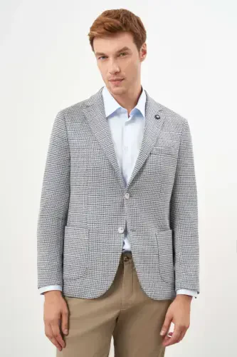 Modazone Men's Stone Knitted Slim Fit Bag Pocket Mono Collar Sports Jacket - MORVEN (1)