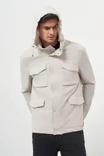 Modazone Men's Stone Polyamide Snap Fastening Quilted Jacket - 4