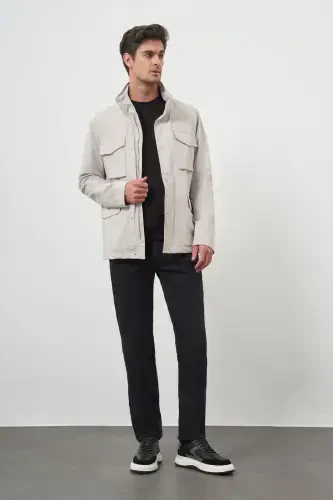 Modazone Men's Stone Polyamide Snap Fastening Quilted Jacket - 5