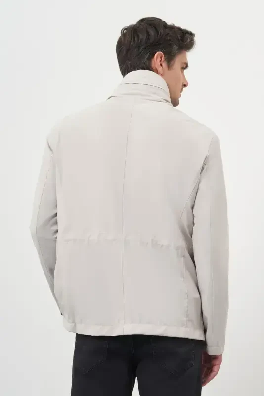 Modazone Men's Stone Polyamide Snap Fastening Quilted Jacket - 6