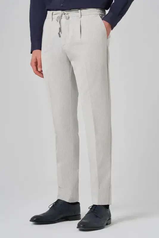 Modazone Men's Stone Polyviscose Trendy Striped Slim Fit Jogger Pants - 3