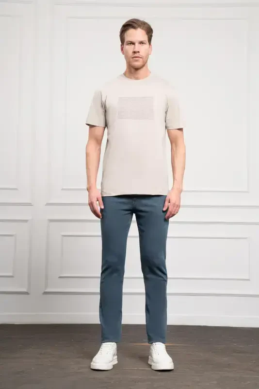 Modazone Men's Stone Trend Crew Neck Dynamic Fit Cotton T-Shirt - 2