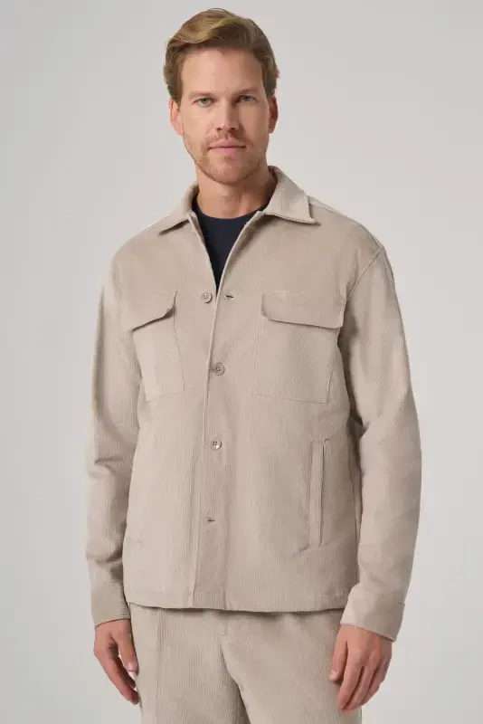 Modazone Men's Stone Trend Double Pocket Velvet Shirt Jacket - MORVEN