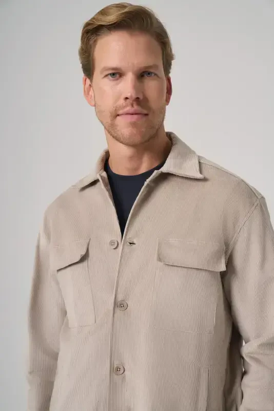 Modazone Men's Stone Trend Double Pocket Velvet Shirt Jacket - 3