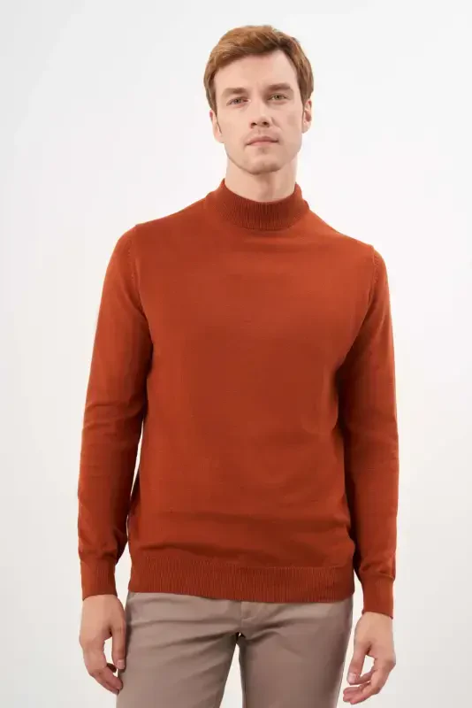 Modazone Men's Tile Basic Turtleneck Dynamic Fit Comfort Fit Knitted Sweater - 1