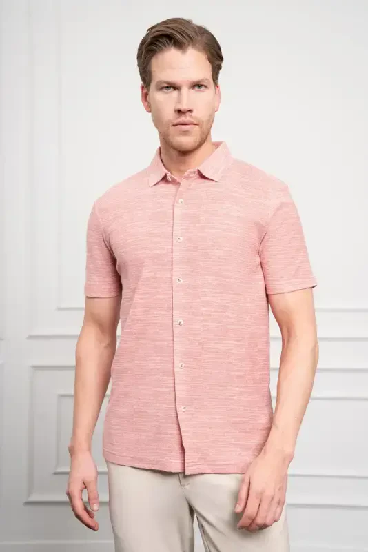 Modazone Men's Tile Trend Apache Collar Dynamic Fit Short Sleeve Shirt - MORVEN