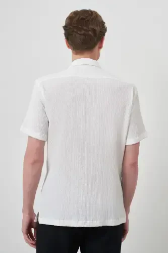 Modazone Men's White Apache Collar Short Sleeve Shirt - 5