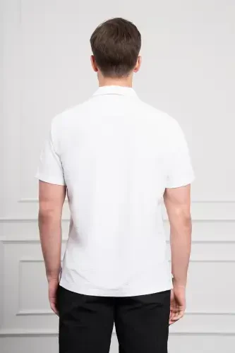 Modazone Men's White Apache Collar Short Sleeve Shirt - 4