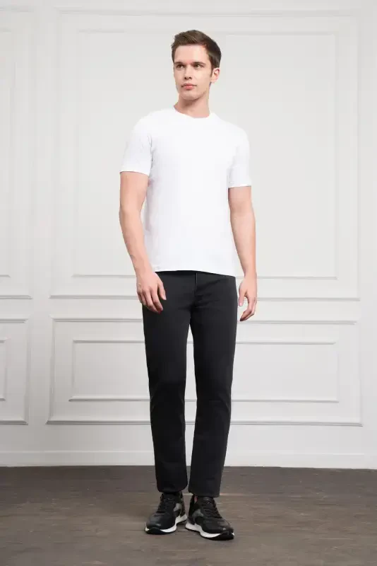 Modazone Men's White Basic Crew Neck Dynamic Fit Cotton T-Shirt - 2