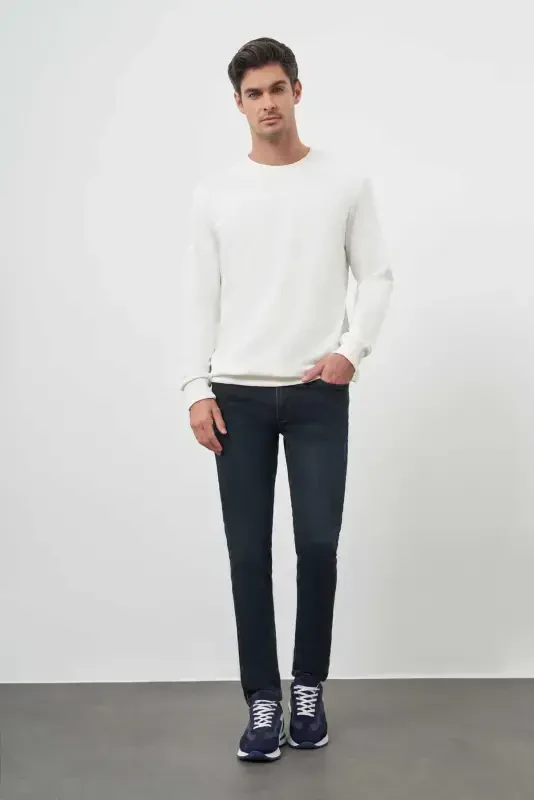 Modazone Men's White Basic Crew Neck Sweatshirt - 4