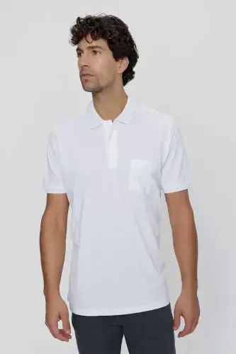 Modazone Men's White Basic Plain 100% Cotton Oversize Loose Fit Short Sleeve Polo Shirt - 4
