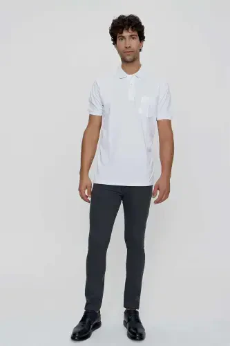 Modazone Men's White Basic Plain 100% Cotton Oversize Loose Fit Short Sleeve Polo Shirt - 6