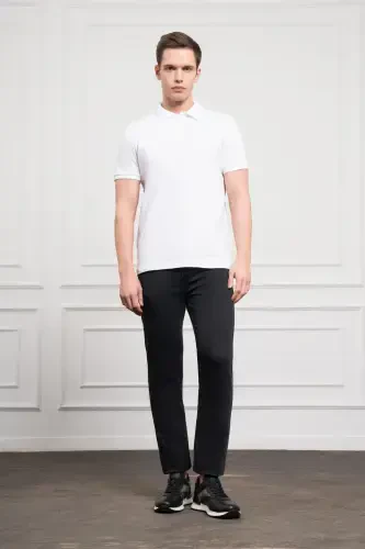 Modazone Men's White Basic Polo Collar Dynamic Fit T-Shirt - 2