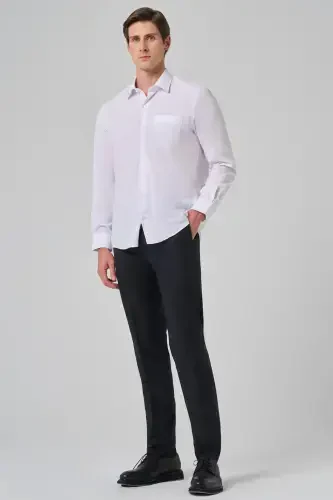 Modazone Men's White Basic Regular Fit Stiff Collar Pocket Shirt - MORVEN (1)