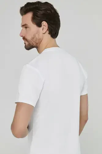 Modazone Men's White Basic V-Neck 100% Cotton Undershirt Tank Top - 4