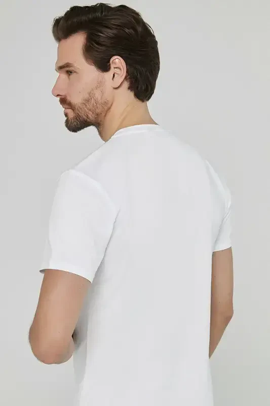 Modazone Men's White Basic V-Neck 100% Cotton Undershirt Tank Top - 4