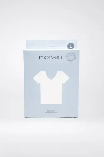 Modazone Men's White Basic V-Neck 100% Cotton Undershirt Tank Top - 5