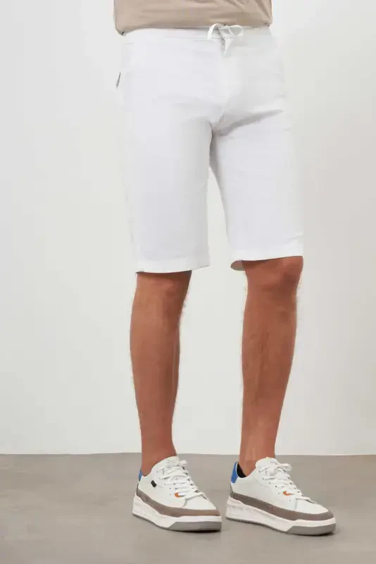 Modazone Men's White Cotton Plain Pattern Dynamic Fit Shorts - 2