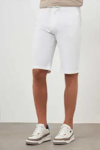 Modazone Men's White Cotton Plain Pattern Dynamic Fit Shorts - 3