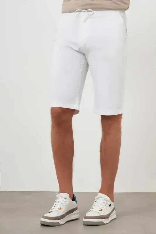 Modazone Men's White Cotton Plain Pattern Dynamic Fit Shorts - 3
