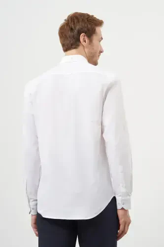 Modazone Men's White Cotton Trend Button-Down Collar Dynamic Fit Shirt - 6