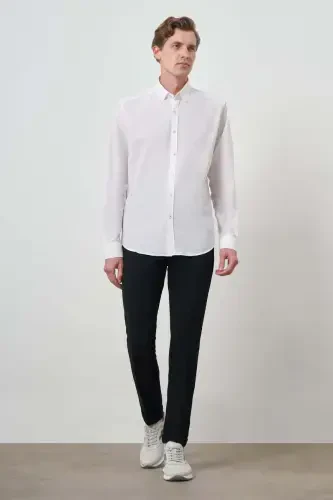 Modazone Men's White Cotton Trend Dynamic Fit Button-Down Collar Shirt - MORVEN (1)